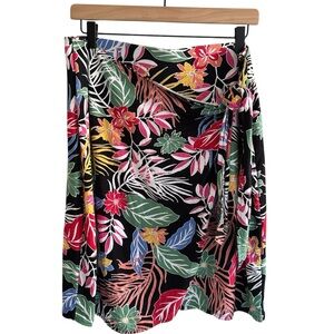 Cynthia Rowley Faux Floral Wrap Skirt Size Large Tropical Vacation Resortwear